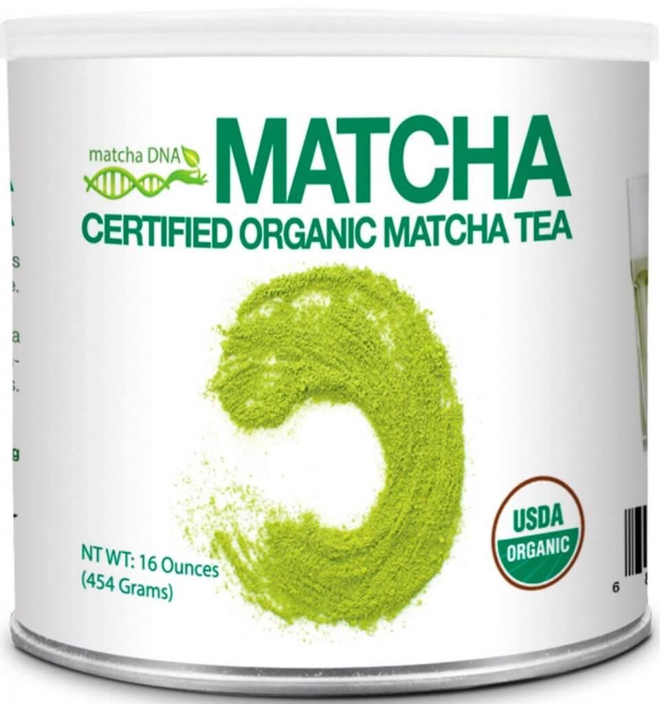 A bag of high-quality matcha green tea powder.